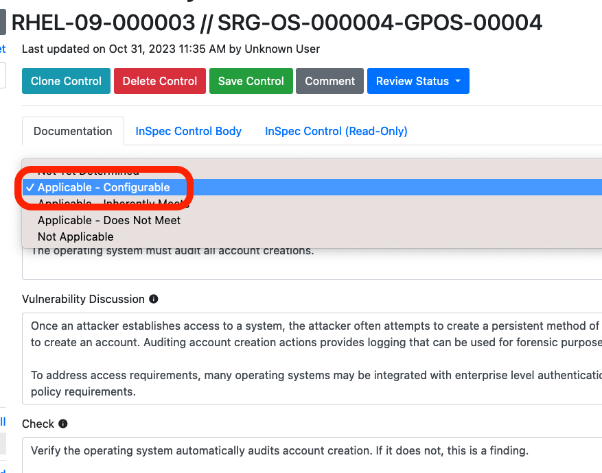 Updating the Status on RHEL-09-000003