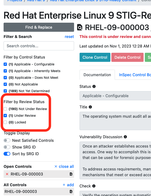 Filter by Review Status